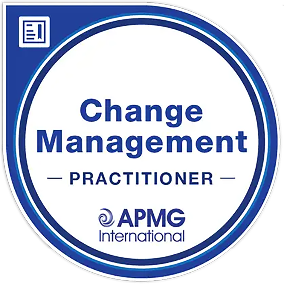 The Change Management Practitioner (APMG-CMP) certification confirms the capability to lead and sustain organizational change by applying structured approaches to stakeholder engagement, learning, coaching, and conflict resolution within transformation programs.